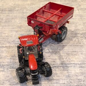 Red Toy Tractor with Trailer